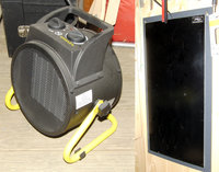 Mit dem Heizlüfter beheize ich den Raum, die Reparaturstelle würde mit der Heizplatte während der nächsten 12 h lokal auf über 40°C gebracht.