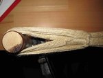 Schlaufe verdoppeln um wieder auf den vollen Drchm. zu kommen.