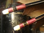 Wicklung rot - metallic-braun und Goldglitter