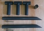 3x Niro T-stück, 2x Rohre für die Fixierung im Boden und 1x Ein Stück Niro Rohr für den Mittel Steher