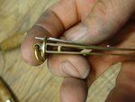Remaud Mechanik - gefaltet und vernnietet. Messingniete ist der Anschlag für die Klinge beim Zusammenfalten